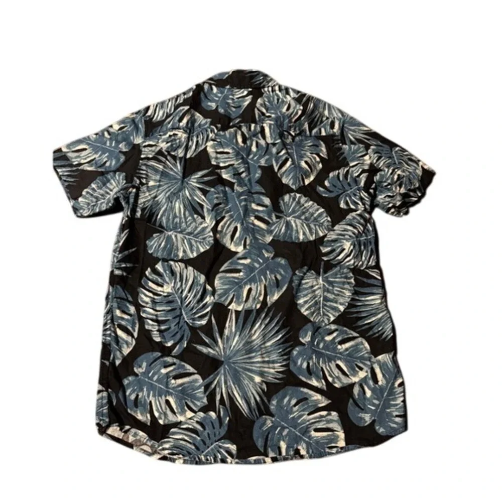 Matix Mens Button Down Shirt Short Sleeve‎ Blue Leaf Print Casual Size S